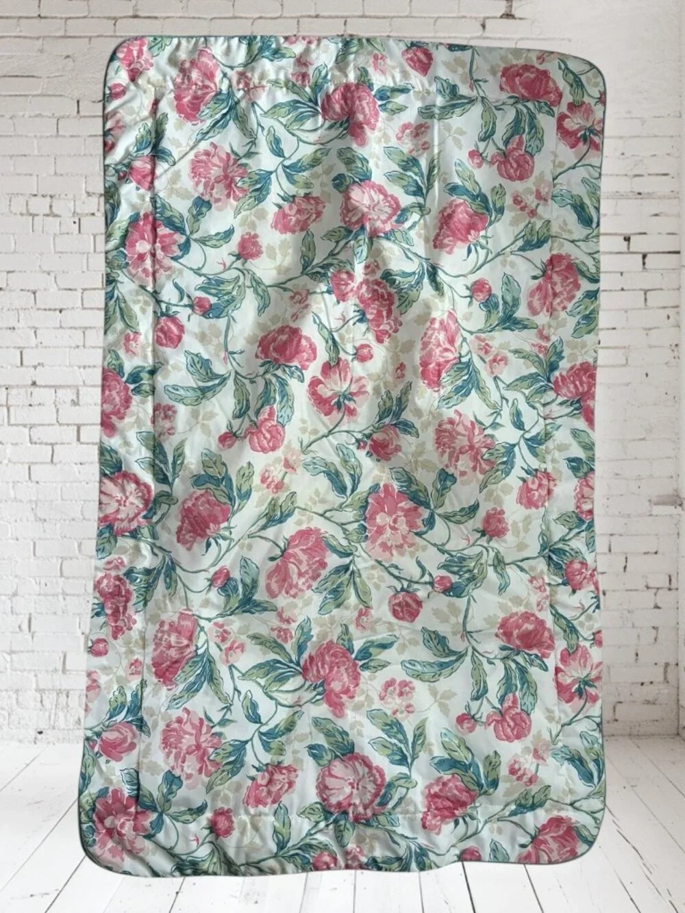 Vtg 90s Laura Ashley King Sham Peony Floral Print 24 x 40 USA Romantic